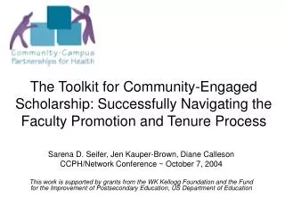 Sarena D. Seifer, Jen Kauper-Brown, Diane Calleson CCPH/Network Conference ~ October 7, 2004