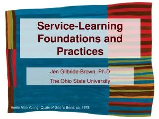 Service-Learning Foundations and Practices