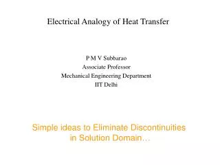 Electrical Analogy of Heat Transfer