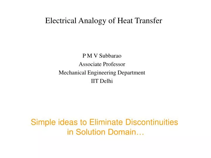 electrical analogy of heat transfer