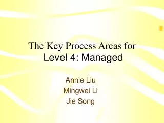 The Key Process Areas for Level 4: Managed