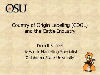 Country of Origin Labeling (COOL) and the Cattle Industry