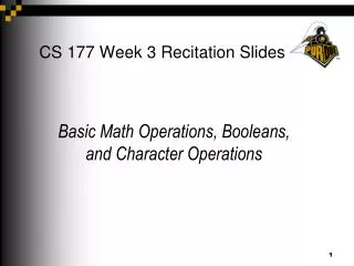 CS 177 Week 3 Recitation Slides