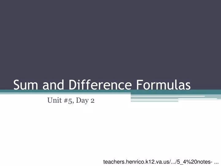 sum and difference formulas