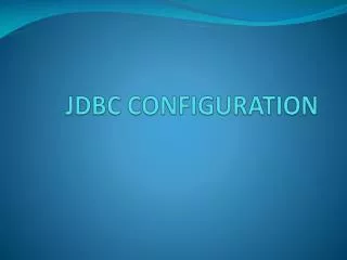 JDBC CONFIGURATION