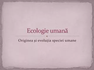 ecologie uman