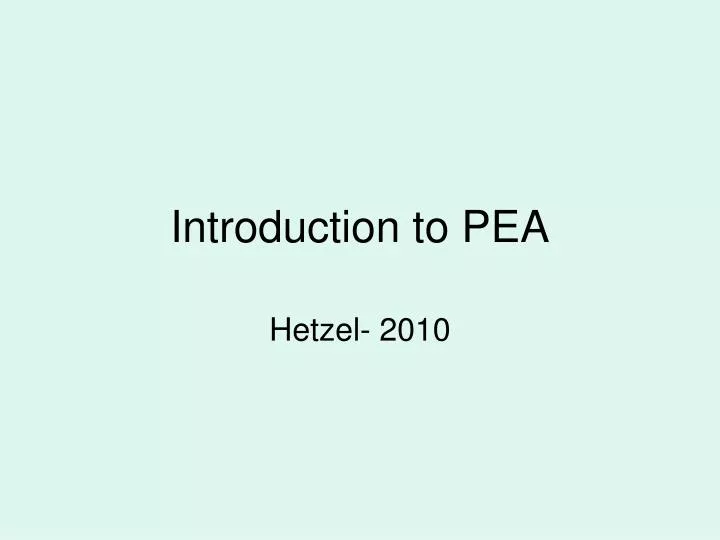 introduction to pea
