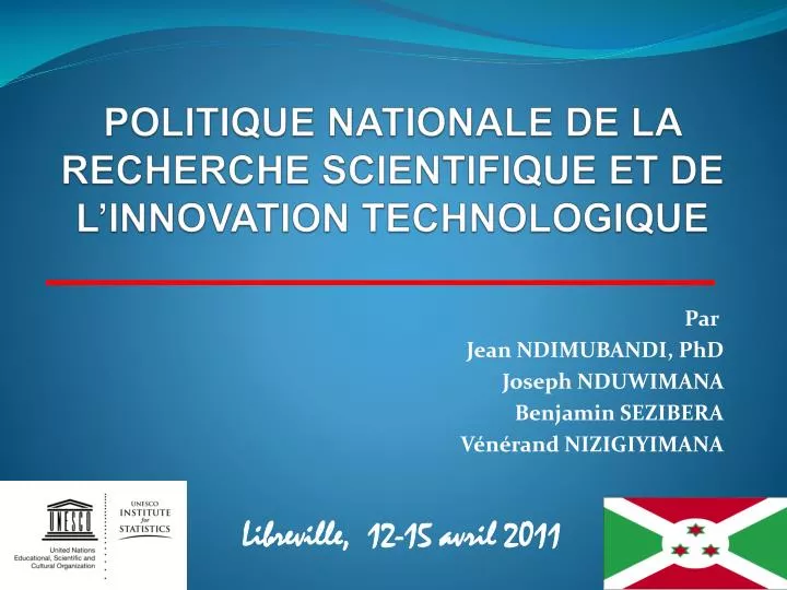 politique nationale de la recherche scientifique et de l innovation technologique