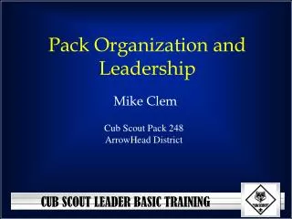 Pack Organization and Leadership