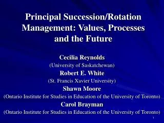 Principal Succession/Rotation Management: Values, Processes and the Future