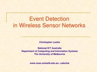Event Detection in Wireless Sensor Networks
