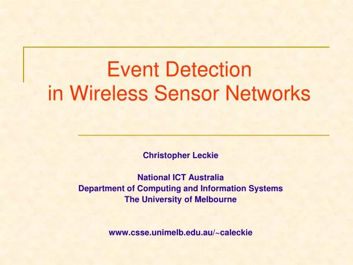 event detection in wireless sensor networks
