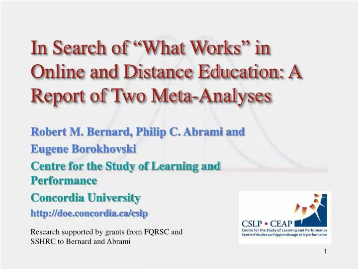 in search of what works in online and distance education a report of two meta analyses