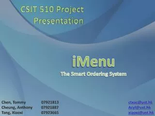 iMenu The Smart Ordering System