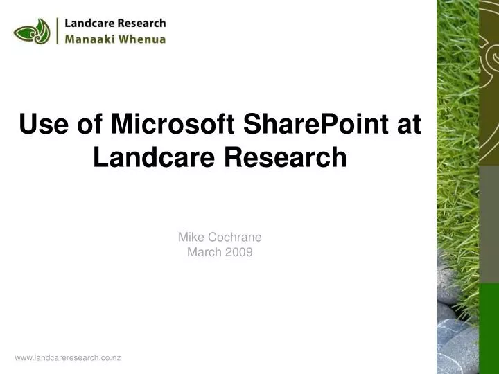 use of microsoft sharepoint at landcare research