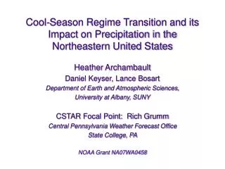 Cool-Season Regime Transition and its Impact on Precipitation in the Northeastern United States
