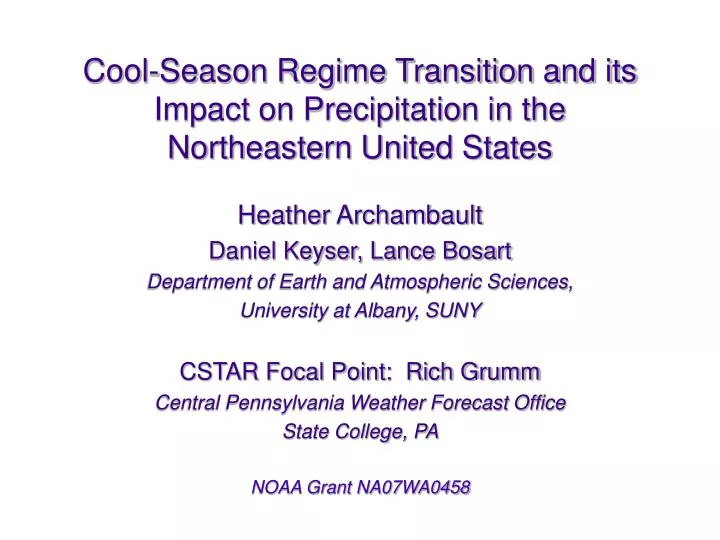 cool season regime transition and its impact on precipitation in the northeastern united states