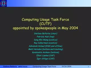 Computing Usage Task Force (CUTF) appointed by spokespeople in May 2004