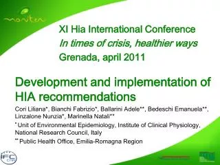 Development and implementation of HIA recommendations