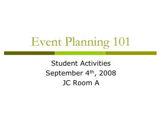 Event Planning 101