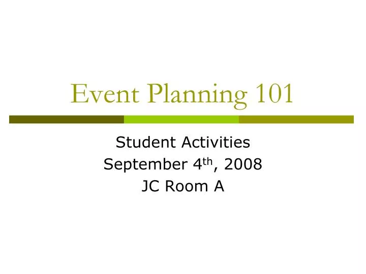 event planning 101