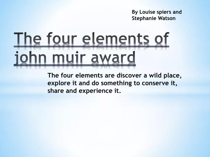 the four elements of john muir award