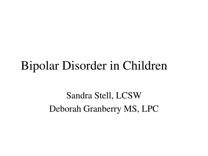 bipolar disorder in children