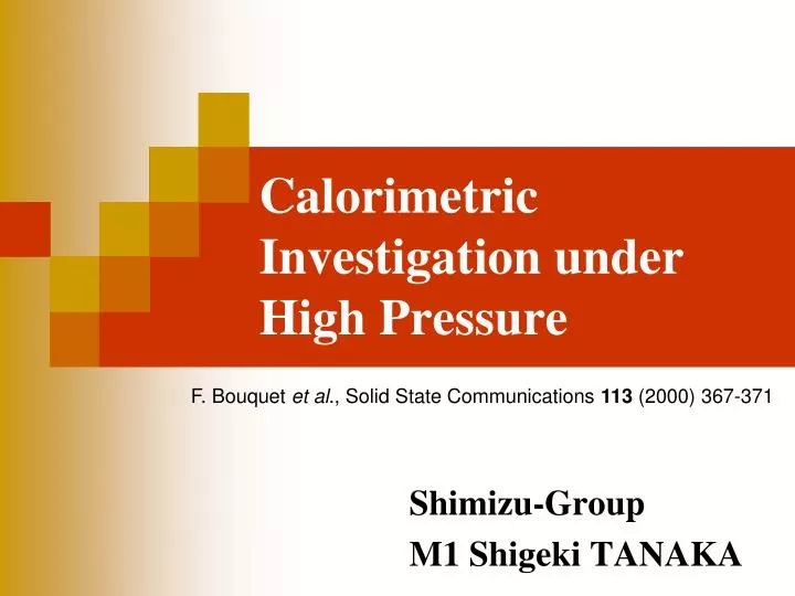calorimetric investigation under high pressure