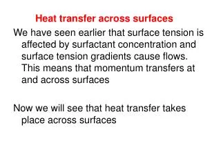 Heat transfer across surfaces