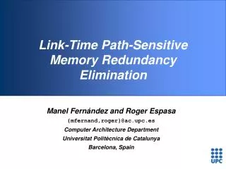 Link-Time Path-Sensitive Memory Redundancy Elimination
