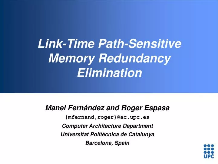 link time path sensitive memory redundancy elimination