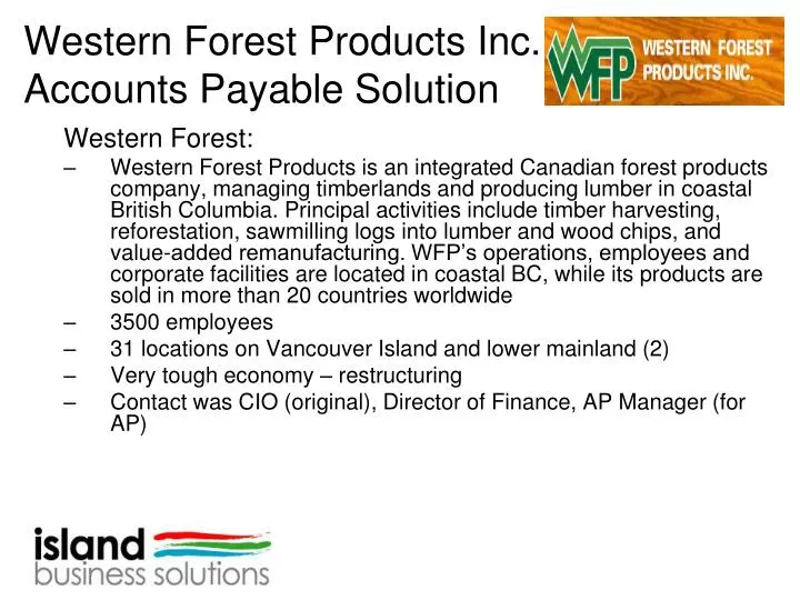 western forest products inc accounts payable solution