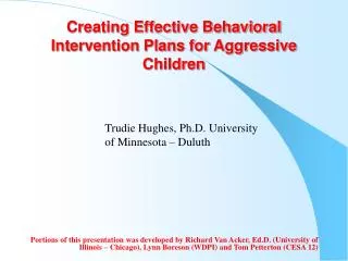 Creating Effective Behavioral Intervention Plans for Aggressive Children