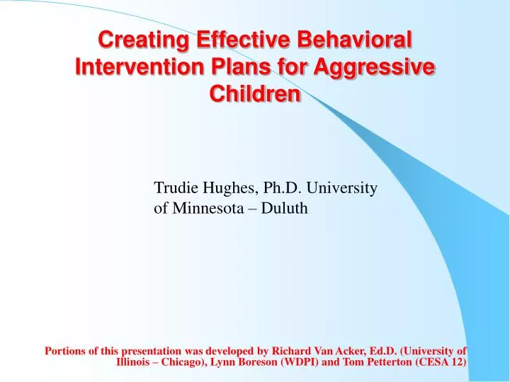 creating effective behavioral intervention plans for aggressive children