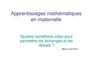 apprentissages math matiques en maternelle