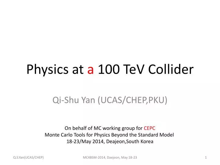 physics at a 100 tev collider