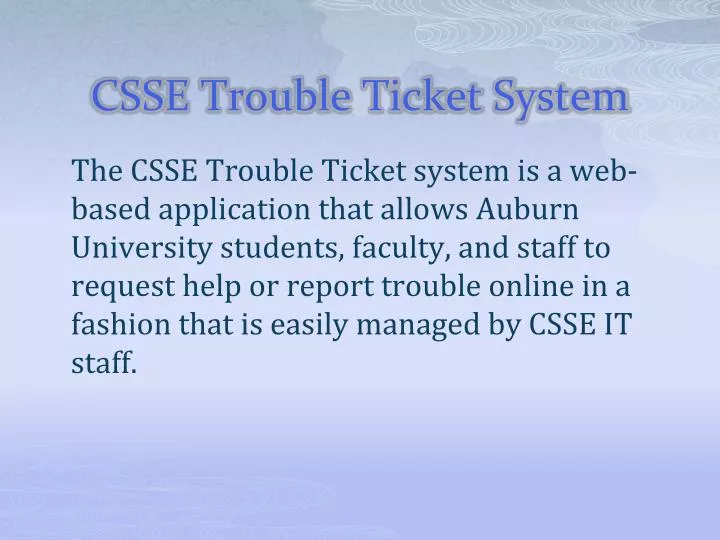 csse trouble ticket system