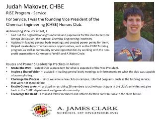 Judah Makover, CHBE RISE Program - Service