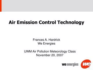 Air Emission Control Technology