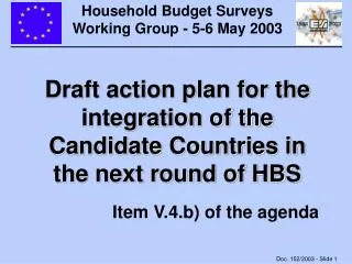 Household Budget Surveys Working Group - 5-6 May 2003