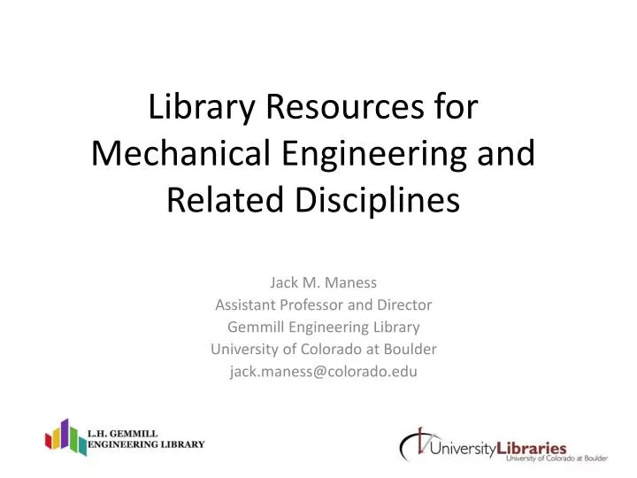 library resources for mechanical engineering and related disciplines