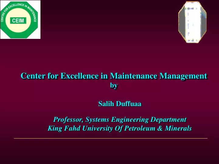 center for excellence in maintenance management by