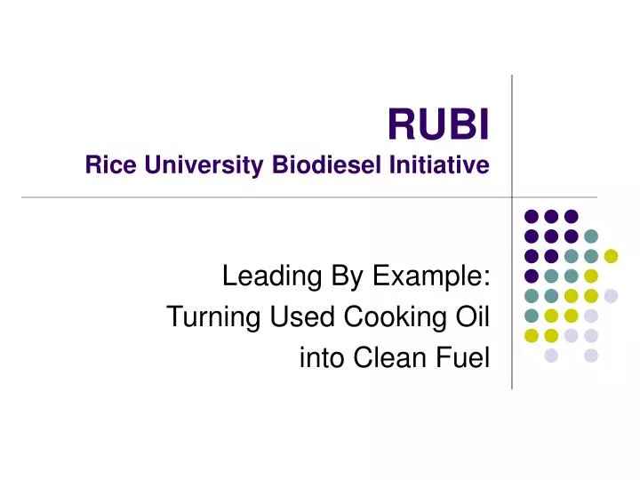 rubi rice university biodiesel initiative