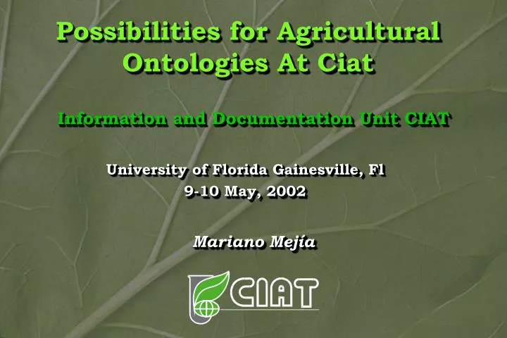 possibilities for agricultural ontologies at ciat