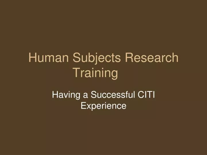 human subjects research training