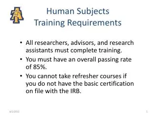 Human Subjects Training Requirements
