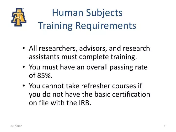human subjects training requirements