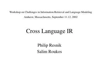 Cross Language IR