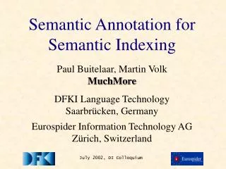 Semantic Annotation for Semantic Indexing