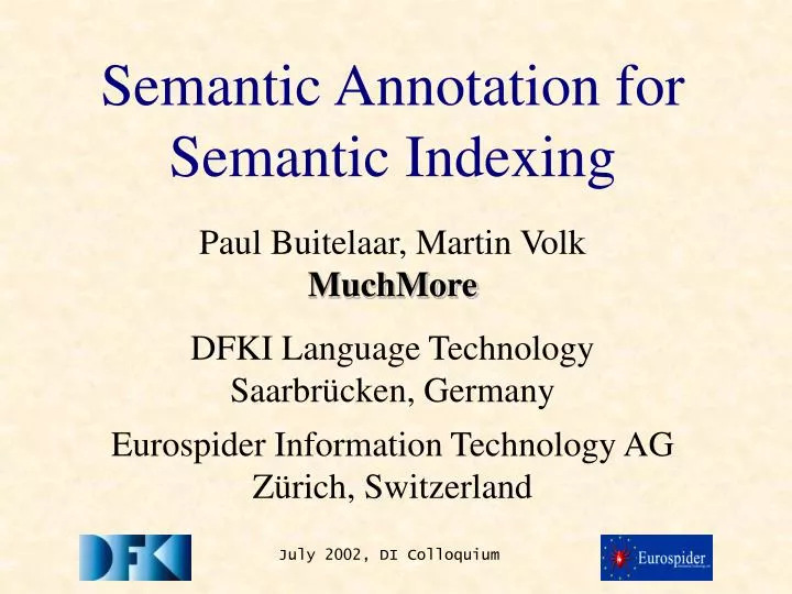 semantic annotation for semantic indexing